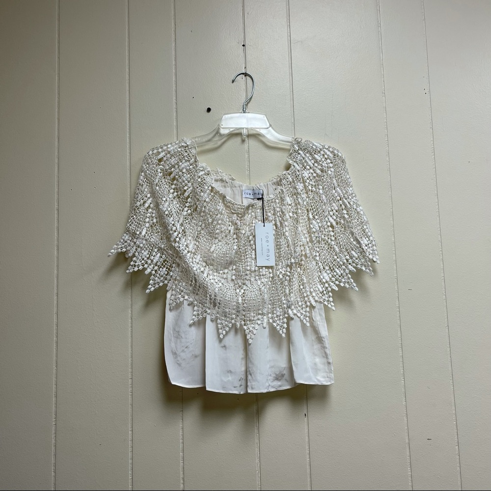 Roe + May l XS Rio Antique Victorian Crochet Lace Off-Shoulder Tube Top Blouse